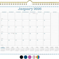 PAPERAGE 2026 Calendar, 12 Months (January 2026 - December 2026), Small (9 in x 11 in), Minimalist Wall and Desk Calendar with Monthly Views, Yearly Plans & Notes Section – Pastel