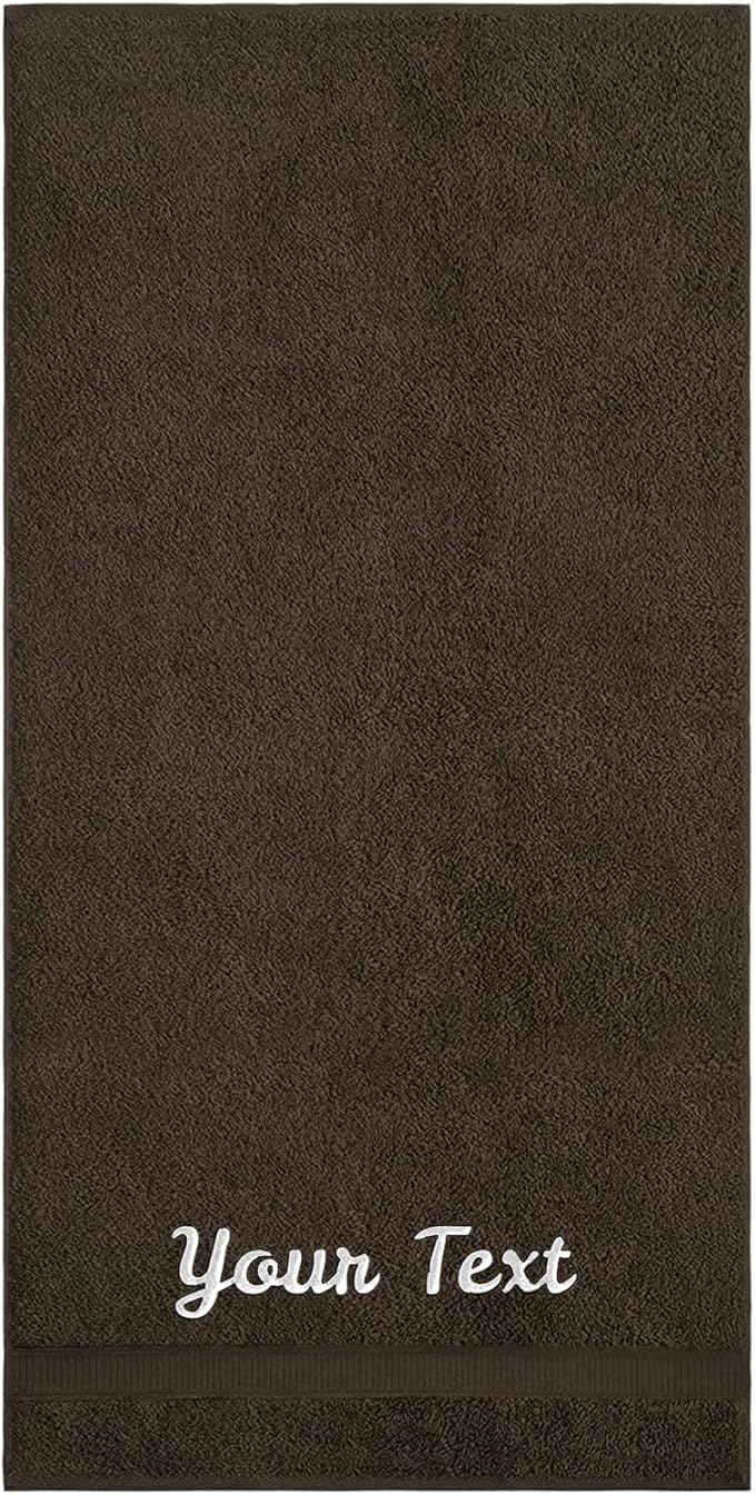 Personalized Bath Sheet Towels for Bathroom, Hotel, Spa, Pool, College Dorm, Super Soft, Highly Absorbent Turkish Cotton Monogrammed Oversized Towel 40" x 80" Extra Large Jumbo Bath Sheets, Dark Brown