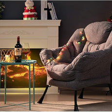 HollyHOME Lazy Chair with Armrest and Side Pocket, Comfy Accent Lounge Chair,Leisure Sofa Armchair for Living Room, Bedroom, Dorm, or Small Spaces, Oversized Reading Sofa Chair,Cotton-Linen Grey