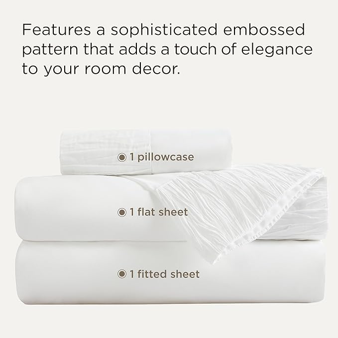Bedsure Twin Sheets Set - 3 Pieces Soft Twin Bed Sheets - Breathable & Cooling - Hotel Luxury - Easy Care Polyester Microfiber Bedding for Women, Men, White