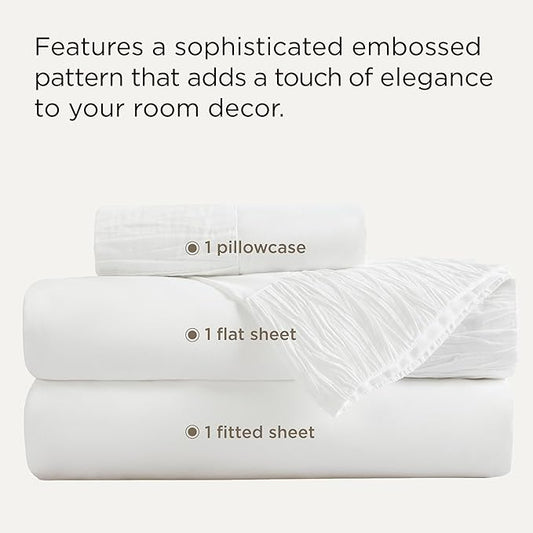 Bedsure Twin Sheets Set - 3 Pieces Soft Twin Bed Sheets - Breathable & Cooling - Hotel Luxury - Easy Care Polyester Microfiber Bedding for Women, Men, White