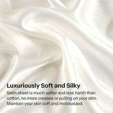 BEDELITE Satin Sheets Twin Size Bed Set, Luxury Soft Ivory White Silky Sheets for Hair and Skin, Similar to Silk Bed Sheets Set 3 Pieces with 1 Deep Pocket Fitted Sheet, 1 Flat Sheet, and 1 Pillowcase