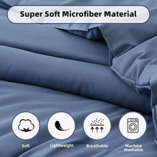 ROSGONIA Comforter Full Size for Girls Boys Teens Slate Blue, 3pcs (1 Blue Comforter & 2 Pillowcases) Lightweight Dorm Bedding Full Size