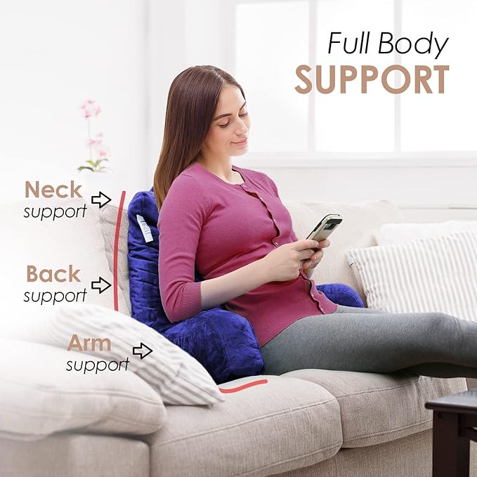 Nestl Reading Pillow for Kids & Teens with Shredded Memory Foam, Backrest Pillows for Reading, Watching, and Gaming, Use on The Couch, Bed, or Floor, Adjustable Support with Washable Cover Royal Blue