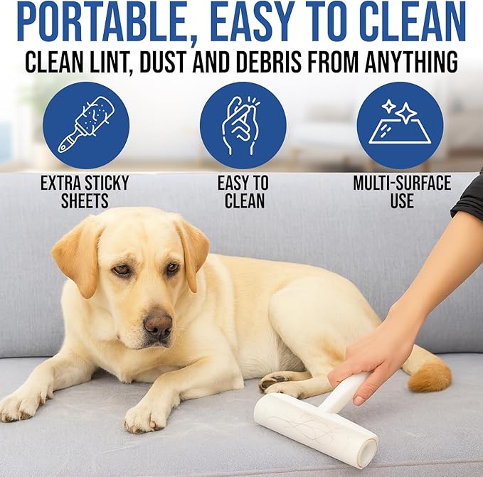 Lint Roller Refills – 9.45 Inch Wide – Lint Rollers for Pet Hair Extra Sticky Refills – Ideal for Furniture, Clothes, Bedding - 5 Pack 450 Sheets