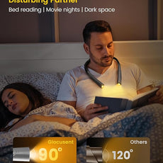 Glocusent Upgraded LED Neck Reading Light, Book Light for Reading in Bed, 30-min Timer, 3 Colors & 3 Brightness Adjustable, Rechargeable & Long Lasting, Perfect for Reading, Knitting