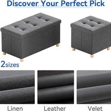 BRIAN & DANY 30 Inches Folding Storage Ottoman Bench, Ottoman with Storage Bench for Bedroom, Living Room, Entryway, Foot Rest with Legs, Dark Gery