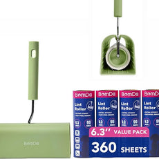 Extra Sticky Large Surface Lint Roller, 6.3'' Giant Lint Roller for Pet Hair, 360 Sheets/ 4 Refills, Long Handle Lint Remover for Clothes, Furniture (1 Roller + 360 Sheets)