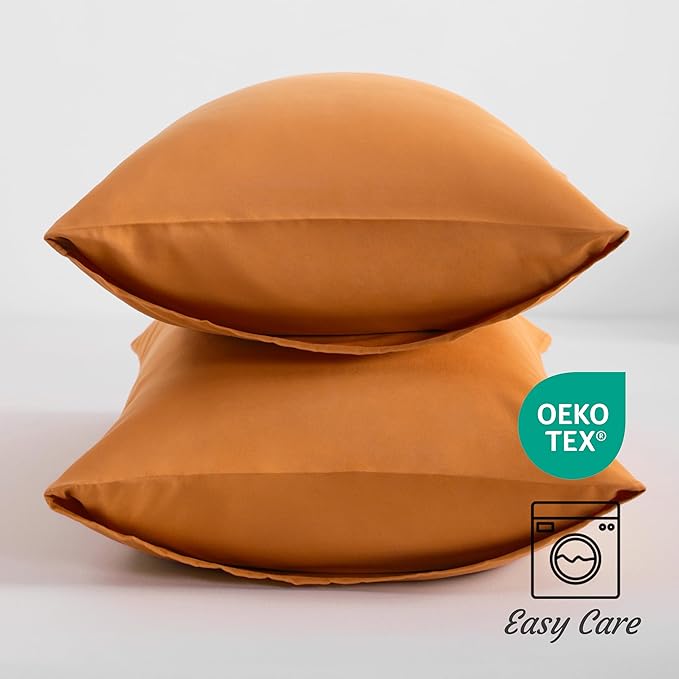 NTBAY King Pillow Cases Set of 2, 2 Pack Brushed Microfiber 20x40 Pillow Cases, Soft, Wrinkle, Fade, Stain Resistant Pale Orange Pillow Cases with Envelope Closure, 20x40 Inches, Pale Orange
