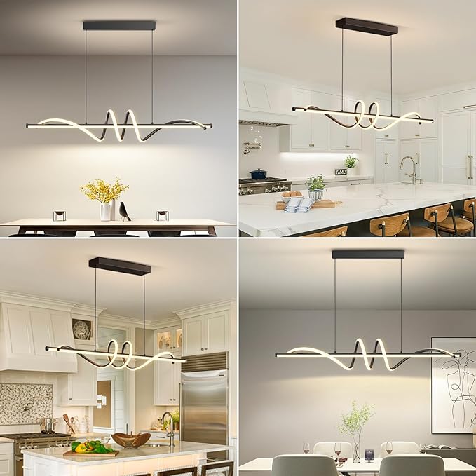 Modern LED Pendant Lights, 39in Chandelier Dimmable with Remote Control 3000k-6000K Adjustable Color Temperature, Aluminum Island Lighting Lamp Fixture for Kitchen, Dining Room, Billiard Room