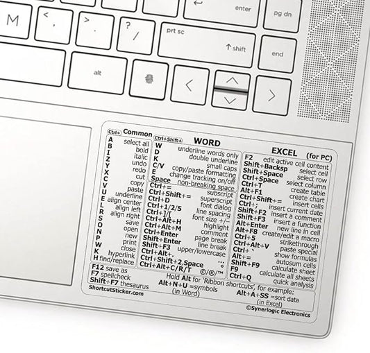 Synerlogic (10pcs) Word/Excel Windows Shortcut Sticker | Reference Guide Keyboard Shortcuts | Work from Home Essentials | Excel Shortcuts Cheat Sheet Laminated Vinyl (Clear/Small/10)