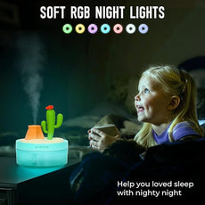 Cactus Mini Humidifier, Cute Desktop Humidifiers for Bedroom, 320ml Portable Small Cool Mist Humidification, USB Powered, Auto Shut-Off, Perfect for Home, Office & Indoor Plants