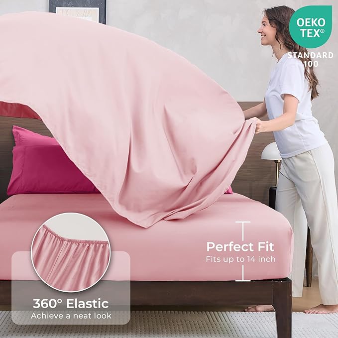 HEVUMYI Hot Pink & Baby Pink Full Comforter Set - 7-Piece All Season Bed in a Bag Full, Ultra Soft Bedding Set with Comforter, Flat Sheet, Fitted Sheet, Pillowcases, Pillow Shams