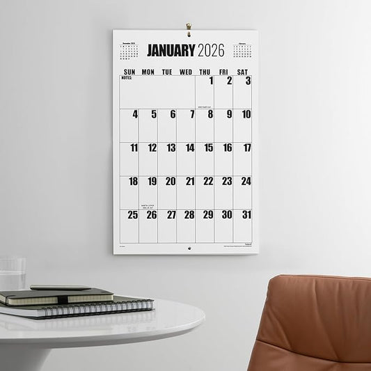 Wall Calendar 2026, Nekmit Calendar 2026 from January 2026 - December 2026, 22 3/4" x 14 3/4", Large Print Big Grid Wall Calendar, Perfect for Organizing & Planning
