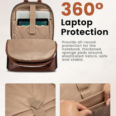 LOVEVOOK 17.3 Inch Laptop Backpack for Women - Work/Business Computer Backpack Purse, Large Capacity Casual Daypack, Travel Bag for Lawyer, Doctor, Teacher, Cream Chestnut Brown