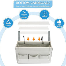 Bedside Storage Caddy/Bedside Hanging Storage Bag for Headboards Bunk Beds Dorm Rooms Book Phone Magazine Holder (New Grey)