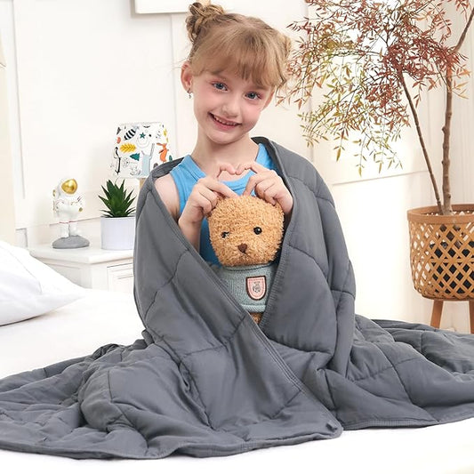 Weighted Blanket Kids 3lbs, 36"x48", Cooling Heavy Throw Blanket for 20-40lbs, Microfiber Soft Thick Big Blankets Weighted Comforter Breathable Gift for Sleeping, Grey