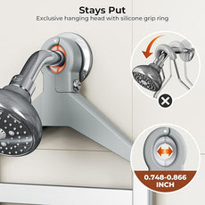 Orimade Aluminum Hanging Shower Caddy Over Head, Adjustable Anti-Slip Bathroom Shelves with Hooks, Rustproof Shower Organizer Storage Rack, Silver 3 Tier