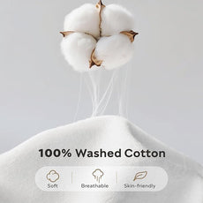 JELLYMONI Washed Cotton Duvet Cover - Off White, Oversized Queen Size 98x98 Inches, 3-Piece Bedding Set with Button Closure, Includes 1 Duvet Cover & 2 Pillowcases (Comforter Not Included)