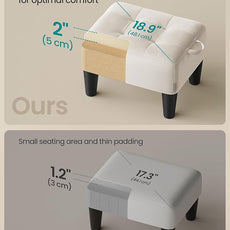 SONGMICS Foot Stool with Legs, Small Footstool Ottoman, Velvet Seat with Thick Cushion, for Living Room, Bedroom, Entryway, 330 lb Weight Capacity, Cream White ULOM501W01