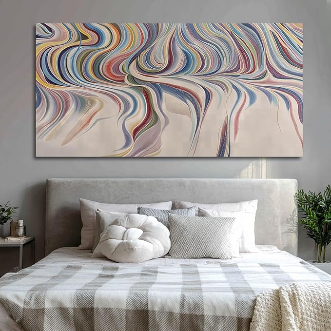 YETHEN WAL Rainbow Swirl Wall Art Colorful Abstract Canvas Prints Modern Fluid Artwork for Living Room Bedroom Office Decor 24x48 Inch