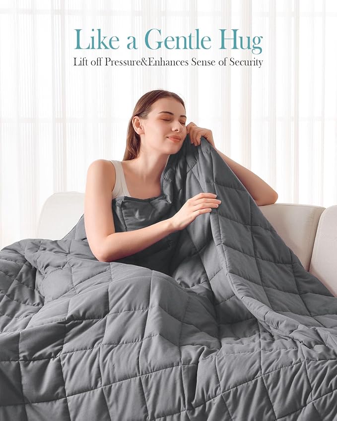 Topblan Weighted Blanket for Adults 12lbs, Breathable Cooling Weighted Blanket, High Breathability Heavy Blanket, Soft Material with Glass Beads for All Season, Sofa Bed, 60"x80" Queen Size,Dark Grey