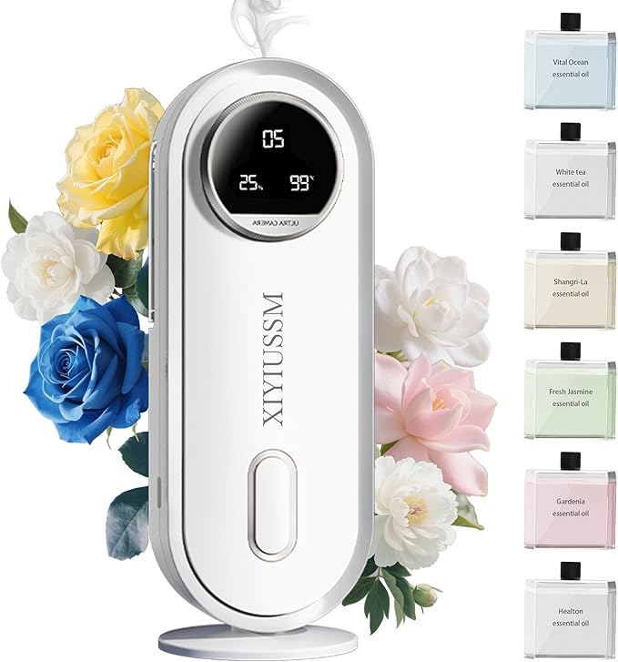 Waterless Essential Oil Diffuser for Home and Car Portable Aromatherapy Diffuser with 7 Mist Modes 1800mAh Rechargeable Battery Operated Scent Diffuser for Large Room Bedroom Office Bathroom