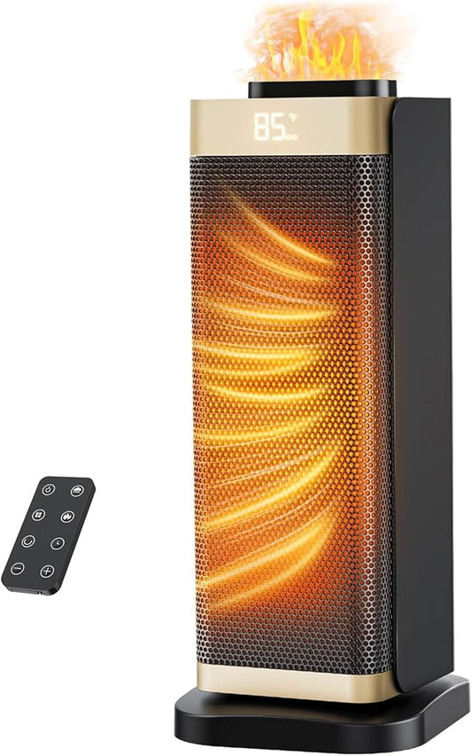 Space Heaters for Indoor Use, Staholz 3 in 1 Portable Space Heater with Humidifier/Ambient Light, Electric Heaters with Thermostat,70° Oscillation,12H Timer,Ultra-Quiet for Bedroom,Office(GD)