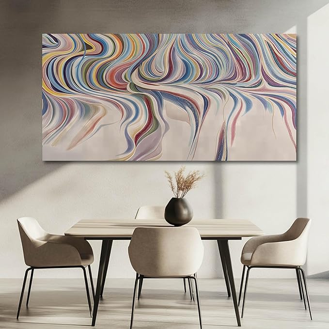 YETHEN WAL Rainbow Swirl Wall Art Colorful Abstract Canvas Prints Modern Fluid Artwork for Living Room Bedroom Office Decor 24x48 Inch