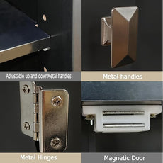 TaoHFE 2 Tier Bathroom Storage Cabinet,Wood Bathroom Cabinets Freestanding with 4 Door Organizers Storage with Adjustable Shelves, Storage Cabinet for Living Room, Laundry Room, Black