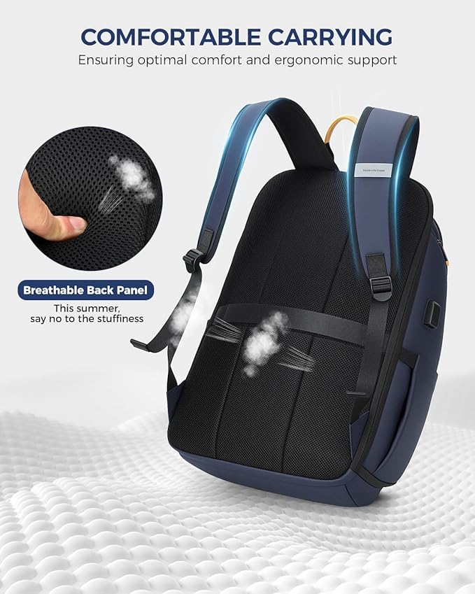 18 Inch Laptop Backpack for Men, Business Travel Anti-Theft Backpack with USB Charging Port, Water Resistant Computer Bag Carry On Flight Approved for Work College Weekender, Blue