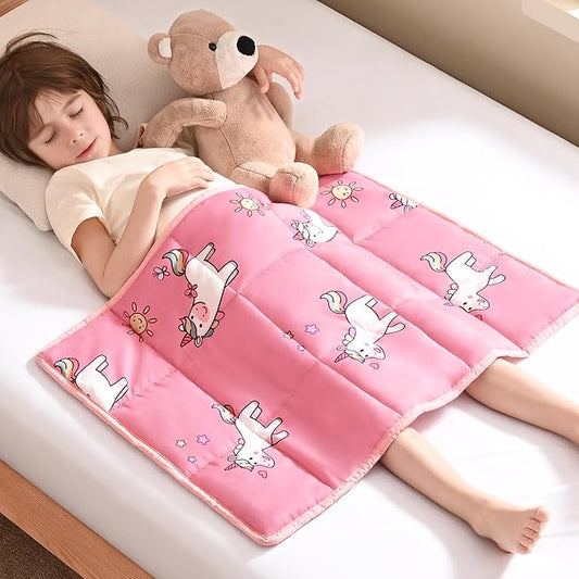 anfie Weighted Lap Pad 2 Pounds, Weighted Blanket Kids(20"*30") Cooling Blanket for Sleeping,Weighted Throw Blanket for Travel Indoor Outdoor (Little Unicorn)