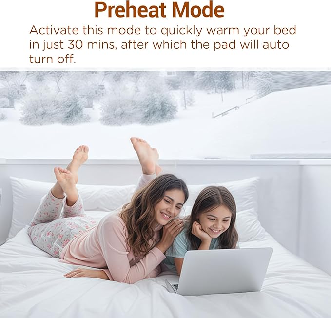 Comfytemp Heated Mattress Pad Twin Size, Foot Temp Diff Design & Preheat Function & Smart Downshift, Water-Resistant Bed Heater - 12 Heat & Timers Settings, Non-Slip Mattress Pads