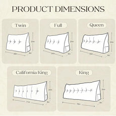 WOWMAX Headboard Pillow Queen Triangular Bed Wedge Pillow for Headboard Wedge Pillow Headboard for Daybed Bunk Bed Large Bolster Pillow for Bed with Removable Cover, Gifts for Mom Grey-Beige