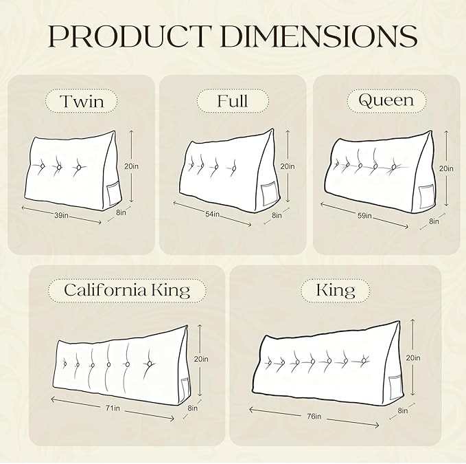 WOWMAX 85% Linen 15% Cotton Blend Headboard Pillow – King Size Reading Wedge Backrest for Bed, Handmade Firm Support Bolster Cushion with Removable Cover, Premium Bed Rest Pillow, Deep Gray