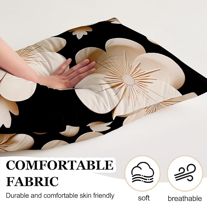 Microfiber Body Pillow Cover with Hidden Zipper,Comfortable Fabric,Floral Print Pattern Body Pillow Case,Lightweight and Breathable,The Size is 20 "X 54"(07-Petal)