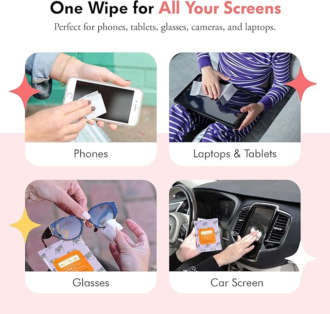 Well-Kept Tech & Lens Wipes - Eyeglass, Screen & Phone Cleaning, Multi-Surface, Lint-Free, Pre Moistened, Streak-Free & Non Scratching - Tiger Pose, 12 Pack (180 Count)