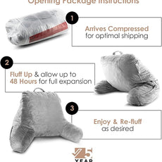 Nestl Reading Pillow for Kids & Teens with Shredded Memory Foam, Backrest Pillows for Reading, Watching, and Gaming, Use on The Couch, Bed, or Floor, Adjustable Support with Washable Cover Light Grey