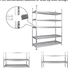 Amazon Basics 4000IBS Heavy Duty Adjustable Storage Shelving Unit, 5 Shelf, High-Grade Aluminum, Silver, 60 x 24 x 78 Inch