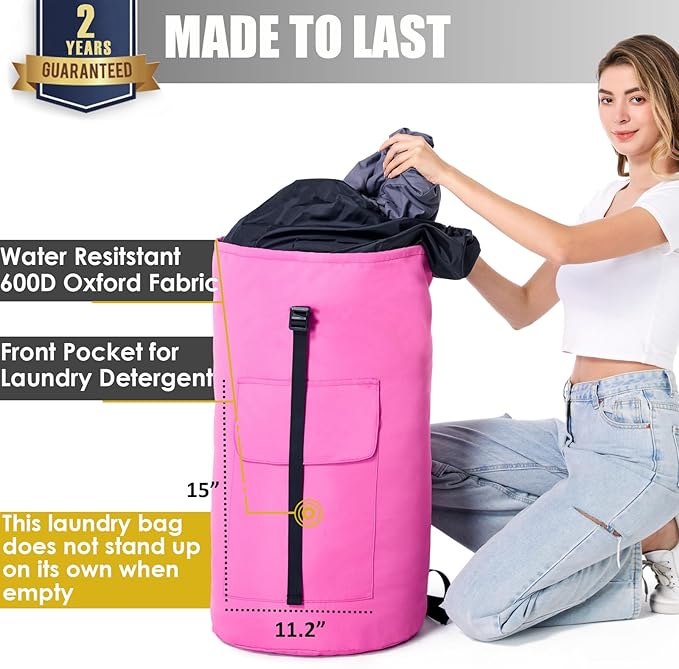 Laundry Bag 115L, College Dorm Room Essentials, Extra Large Laundry Bag with Straps, Heavy Duty Laundromat Bag, Large Laundry Backpack, Laundry Hamper Backpack for College, Dirty Clothes Bag for Dorm