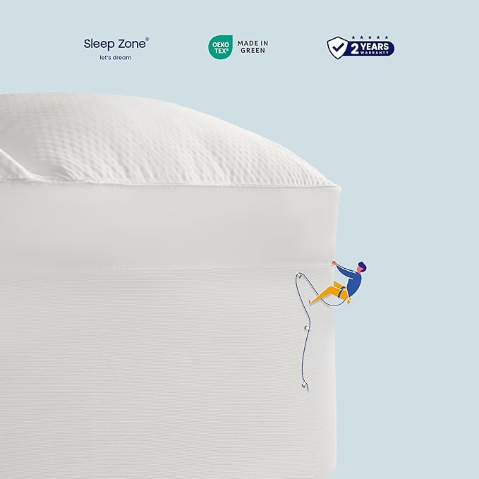 SLEEP ZONE Mattress Topper Twin Size, Extra Thick Fitted Mattress Pad for Back Pain, Plush and Support Mattress Cover, Deep Pockets Mattress Protector, Hotel Quality (White, Twin)