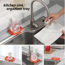Silicone Bathroom Soap Dishes with Drain Spout-Bathroom and Kitchen Sink Organizer,Sponge Holder,Dish Soap Tray,Perfect for Dispenser,Scrubber,Bottle,Cup on Sink or Counter-Orange 4.9