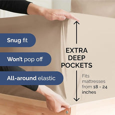 Extra Deep Pocket Split King Sheets - 5 Piece Breathable & Cooling Bed Sheets - Hotel Luxury Bed Sheet Set - Soft, Wrinkle Free & Comfy - Easily Fits Extra Deep Mattresses - Deep Pocket Wheat Sheets