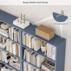 FOTOSOK 6-Tier Open Bookcase and Bookshelf Set of 2, Freestanding Display Storage Shelves Tall Bookcase for Bedroom, Living Room and Office,Blue