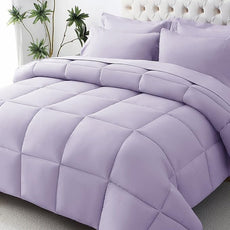 JOLLYVOGUE King Comforter Set, Ultra-Soft Bed in a Bag King Size 7 Pieces, Oeko-TEX Certified Bedding Set with Down Alternative Comforter, Sheets, Pillowcases & Shams, Lavender