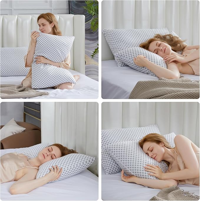 SAPHREAS Cooling Bed Pillows Queen for Sleeping, Luxury Hotel Shredded Memory Foam Pillows for Back Side Stomach Sleepers, Cool Firm Pillow for Neck Support