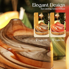 Porseme 500ml Glass Essential Oil Diffuser Aromatherapy Ultrasonic Cool Mist Humidifier 15-21 Running Hours Waterless Auto-Off Air Diffusers for Sleeping,Yoga,Office Working,Spa and Rest (Deep Desert)