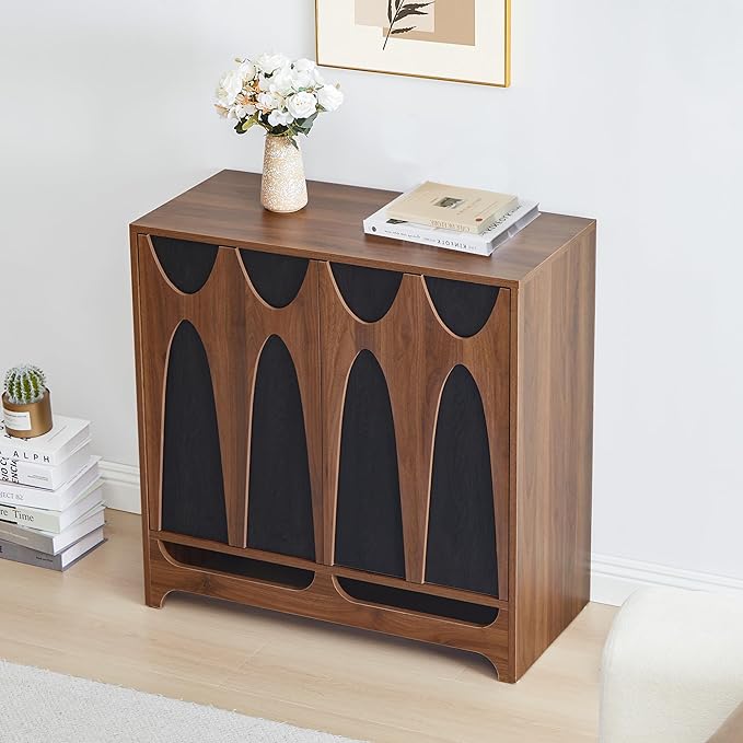 Sideboard Buffet Cabinet with Storage Set of 3, 94.5” Mid Century Modern Storage Cabinet with Adjustable Shelf and 6 Doors for Dining Room, Living Room,Entry