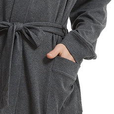 HOLOVE Men's Pure Cotton Bathrobe Lightweight Kimono and Hooded Spa Robes Soft Sleepwear