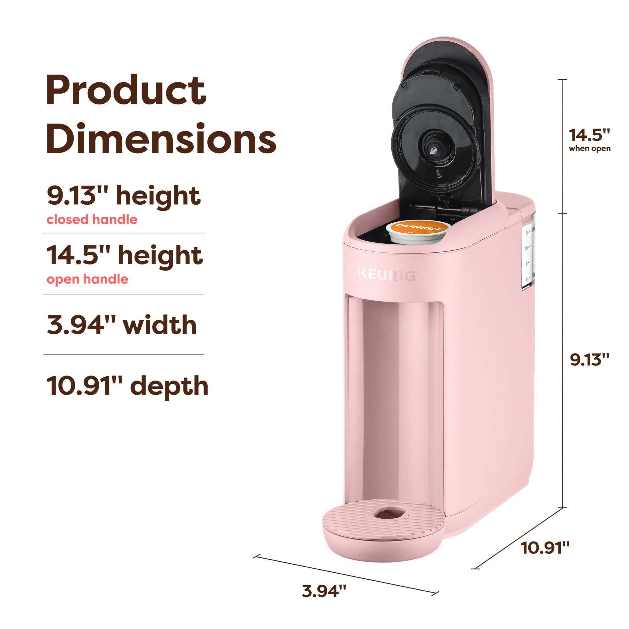 Keurig K-Mini Mate Single Serve K-Cup Pod Coffee Maker, Brews Up to 12 oz Cup, Compact Portable Coffee Machine for Small Spaces, Great for Dorms & Offices, Pink Sands Dormly